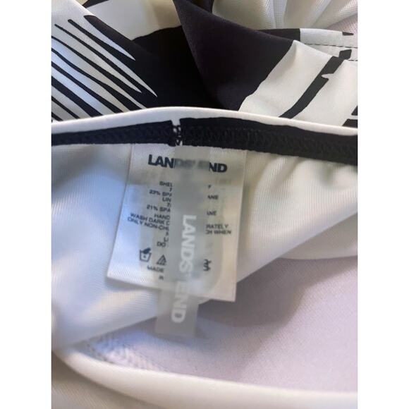 Lands' End Navy Stripe Leaf Tankini Swim Top - Size 8 Petite - Picture 5 of 6